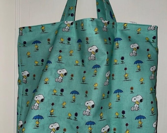 April Showers with Snoopy & Woodstock - Handmade Tote Bag including the Peanuts Gang on the reversible side!