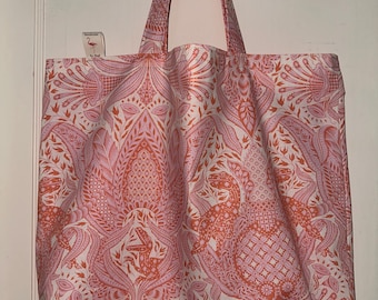 Bolsa de regalo Tula Pink Rapt - Reversible y lavable - Elegantes Raptors en salmón/rosa