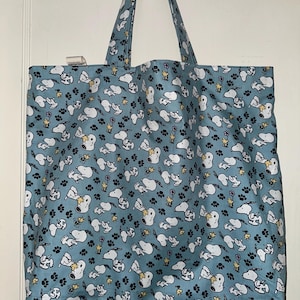 Snoopy and Woodstock Leave Their Prints - Handmade Reversible Washable Tote Bag