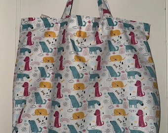 Handgemachte Wendetasche mit Hundemotiv