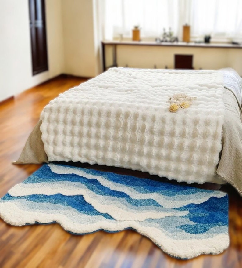 Handmade Irregular Ocean Waves Tufted Rug, Hand-tufted Rug Home Decor ...