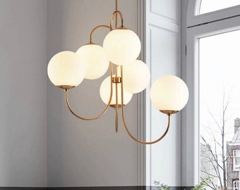 Nordic Light Luxus Gold Deckenleuchte, Glas Magic Bean Kronleuchter, elegante dekorative Lampen für Wohnzimmer, moderner Metall Kronleuchter