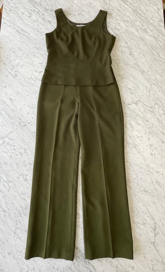 Vintage Pant Suit Separates Avocado Green 70s Vibe