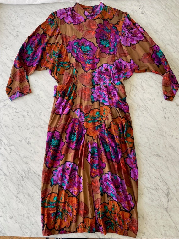 Vintage 80's Novelty Print Dress, Secretary Dress,