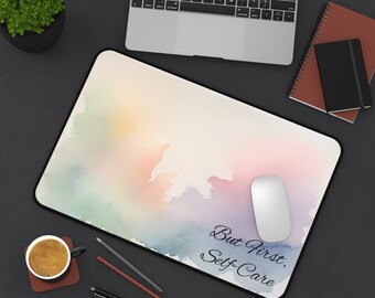 Get our new Beautiful Watercolor <But First, Self-Care> Desk Mat, Large Mouse Pad, Desk Pad, Office Decor, Desk Accessories, Desk Pad