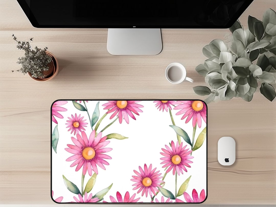Pink Computer Table Mat Pink Desk Mat Floral Desk Pad Cute Desk Mat Cute Decor Desk Accessories ...