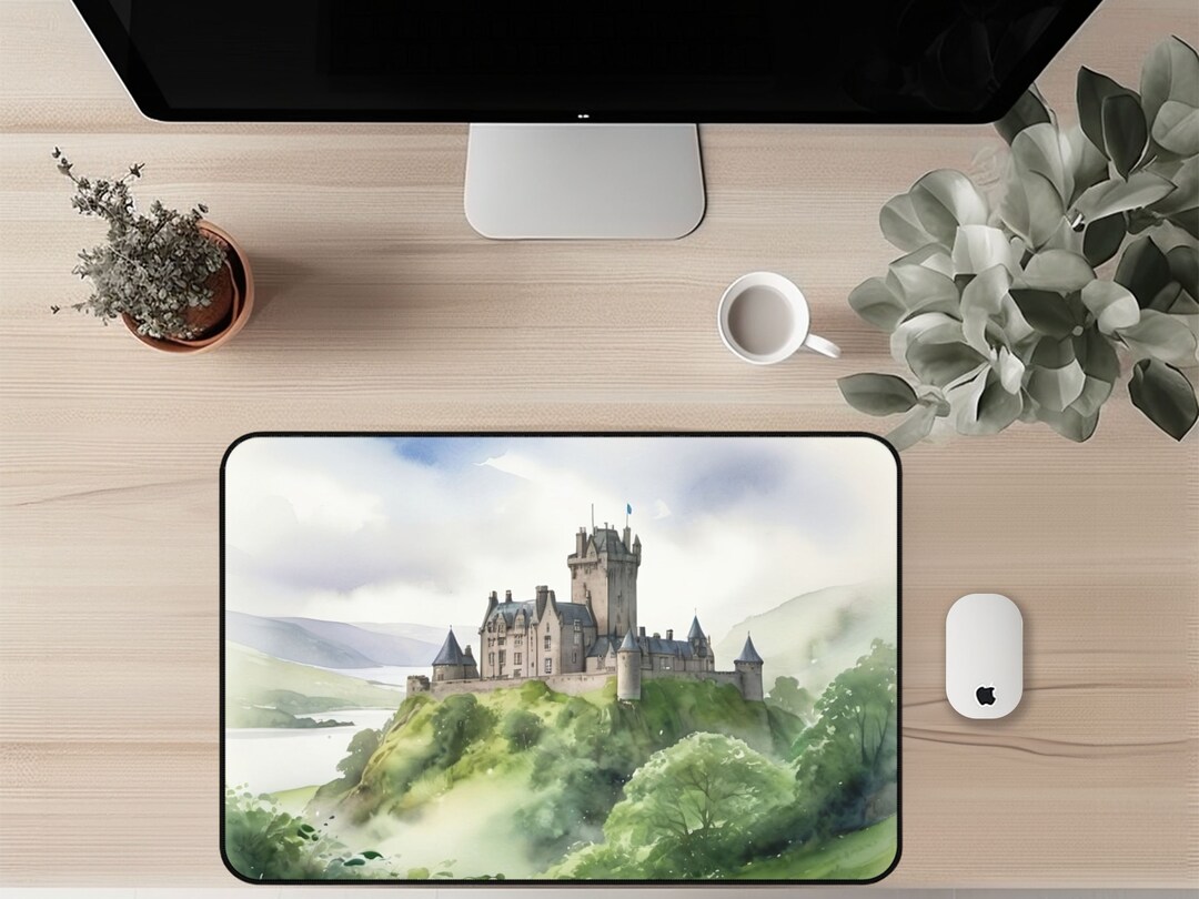 Watercolor Scottish Castle Desk Mat Desk Pad Keyboard Pad Mouse Mat ...