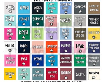 Rabbit Skins Short Sleeve Color Chart