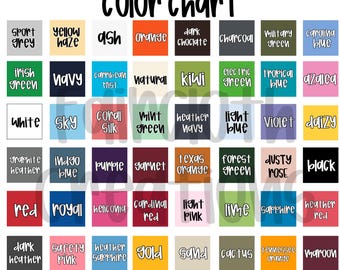 Gildan Youth Short Sleeve Color Chart