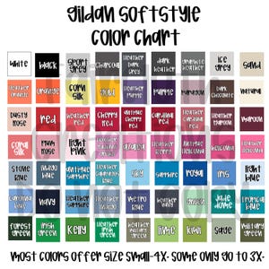 Tabella colori maniche corte Gildan Softstyle