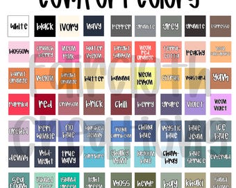 Comfort Colors 1717 Short Sleeve Color Chart
