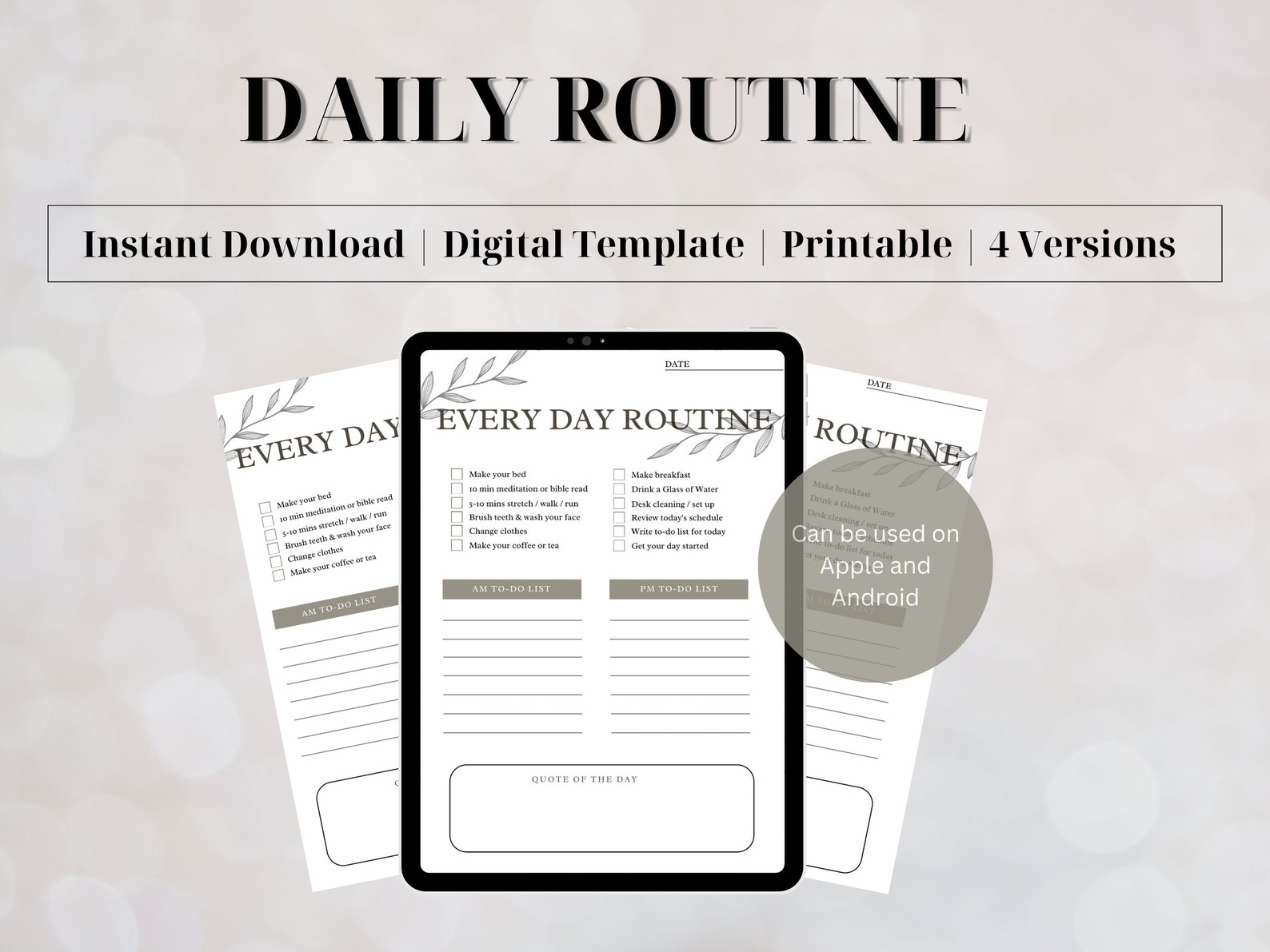Daily Routine, Printable PDF, Fillable PDF, A4, A5, Goodnotes, Ipad ...