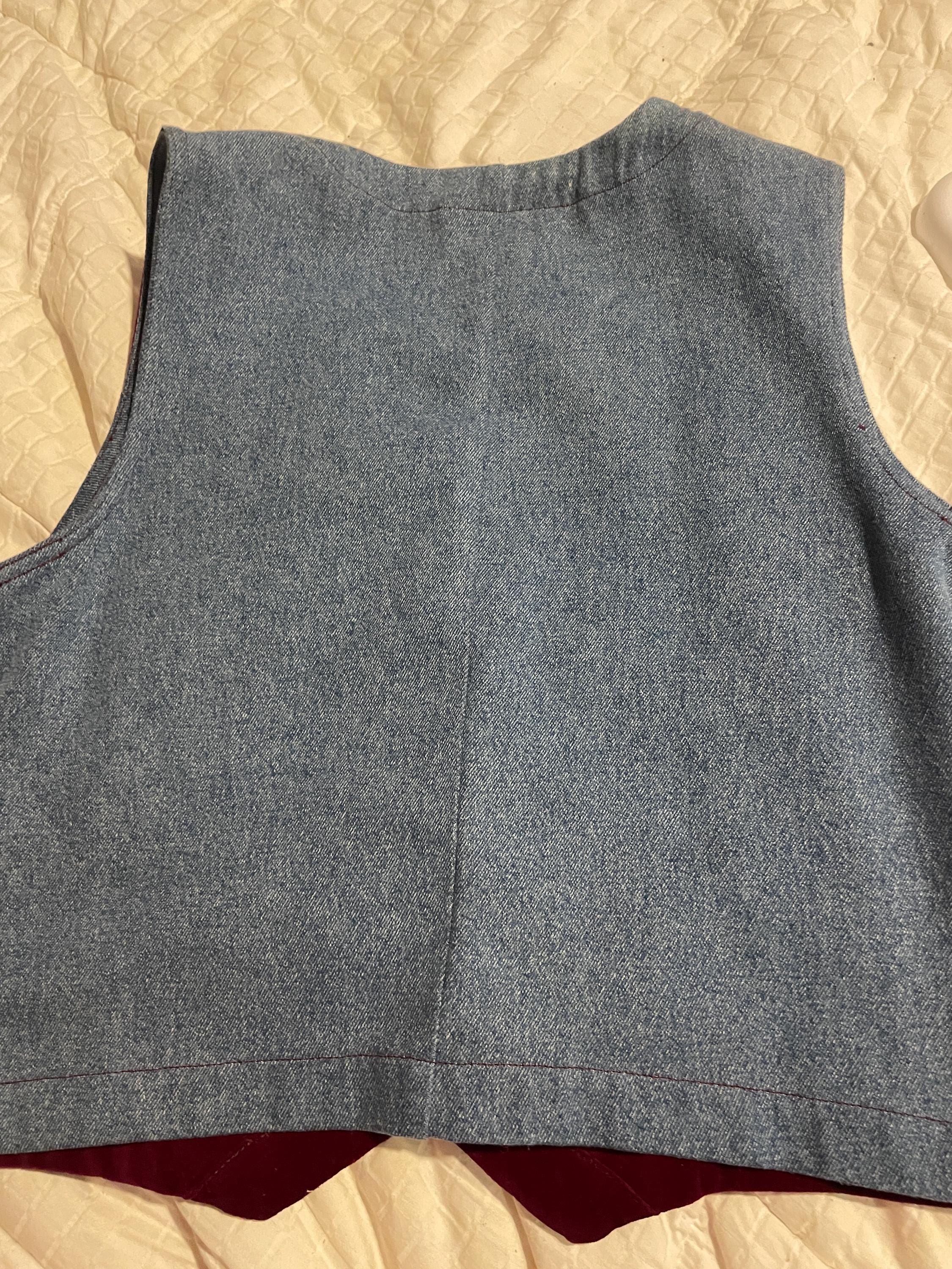 Vintage Vest Carol Little . Velvet With Denim and Fabric
