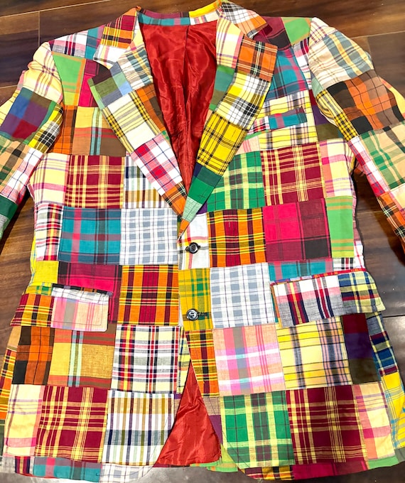 MADRAS Patchwork Cotton Blazer. Bright colors yel… - image 5