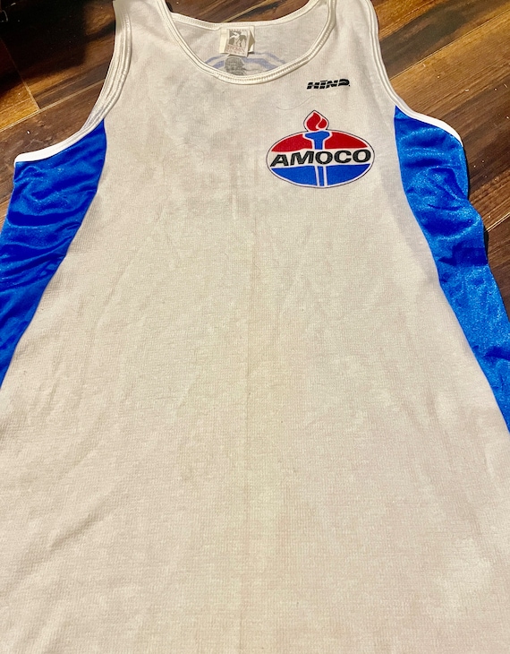 Vintage 1980s Amoco oil company running team singlet. sz L women