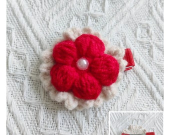 Flower Hair Clip, Handmade Knitting, Flower Crochet Hair Clip, Snowflake Hair Accessories, Gifts for her