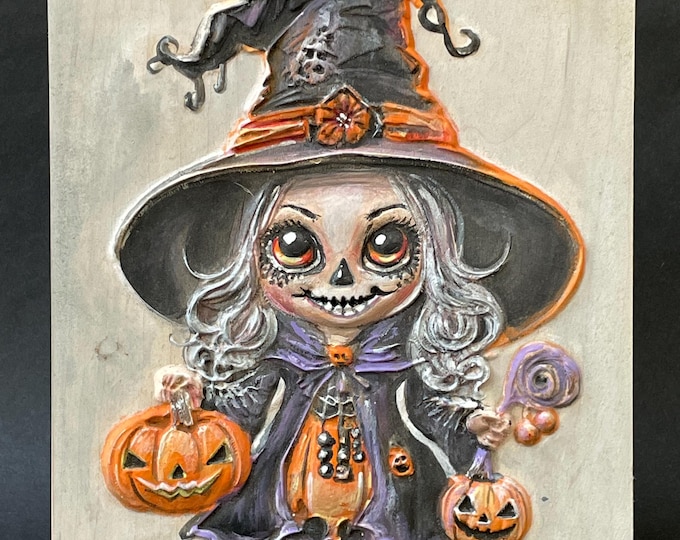 Hand-Painted Witch Wood Carving - Narcissa
