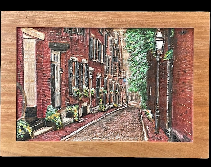 Wood Carved Wall Art - Acorn Street