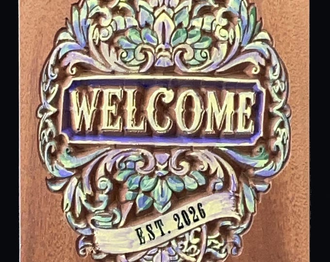 Wood Carved Welcome Sign (2025VC11)