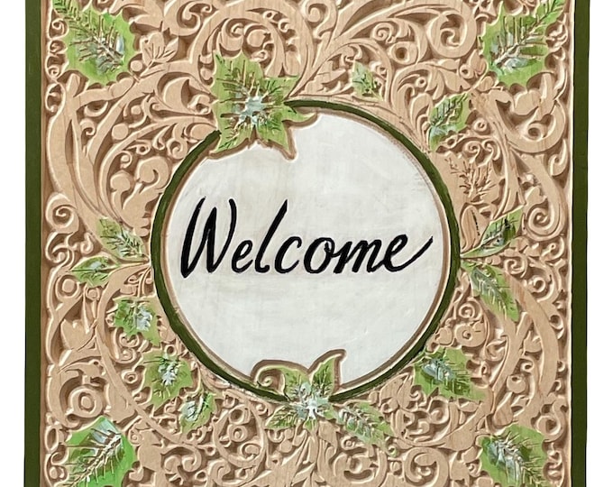 Wood Carved Welcome Sign 20252