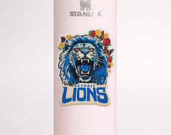 Detroit Lions Hand painted Vinyl waterproof floral sticker