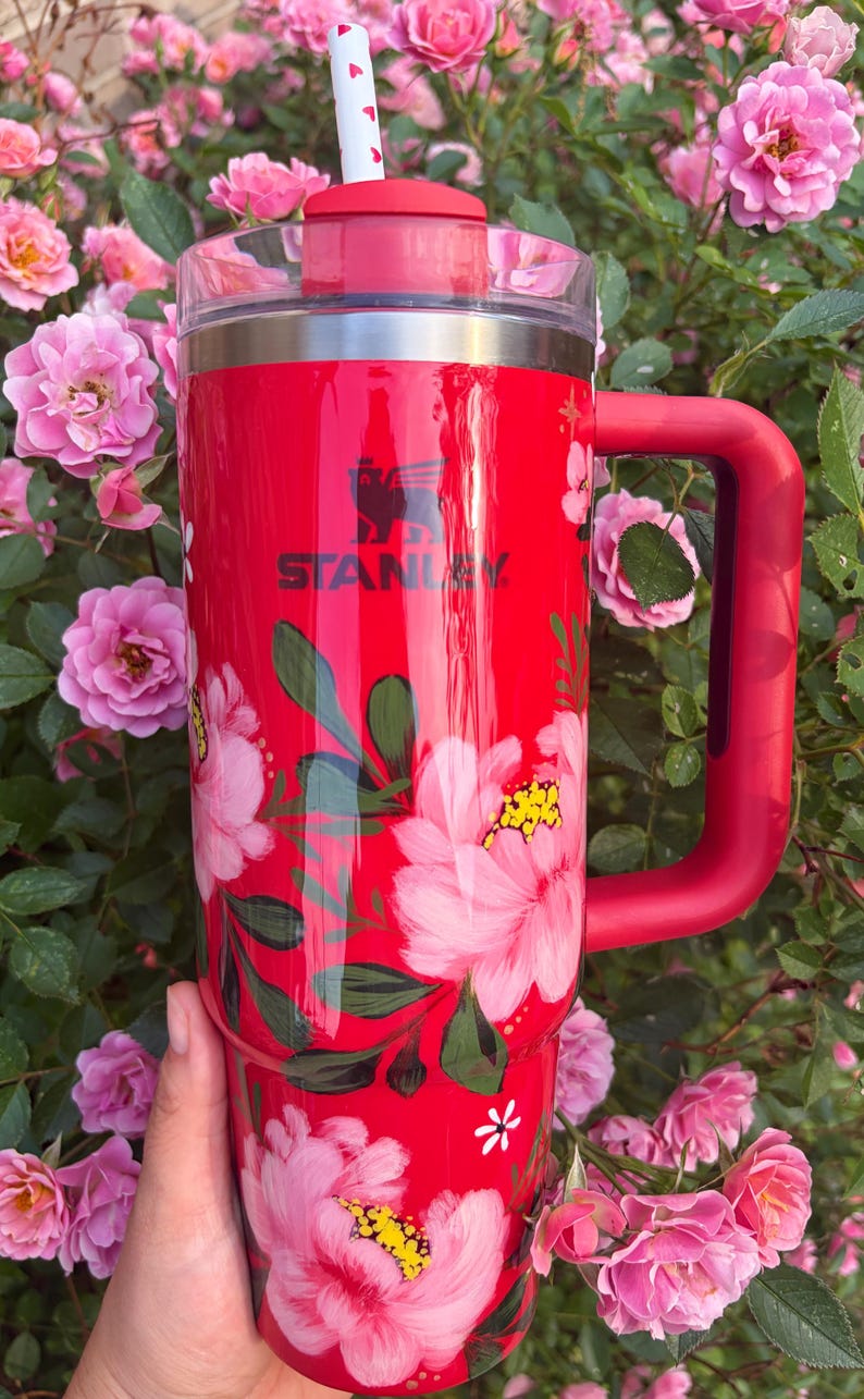 Stanley Hand Painted Tumbler (from mexico) 40oz - Summer florals image 1