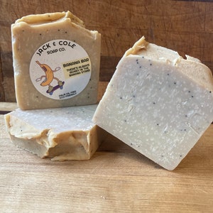 Banana cold process handmade vegan, palm oil free soap bar great for stocking stuffer or gifting