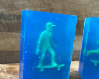 Toy Embedded citrus soap: skateboard snowboard,and surfboard figures, now with female skaters skate or die stocking stuffer
