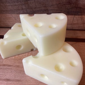 Cheese shaped glycerine hand soap: fun stocking stuffer, gag gift, party favor