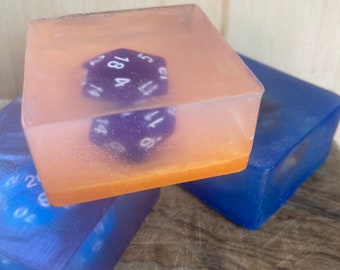 Geek D20 dice embedded citrus soap dungeons dragons fans dice