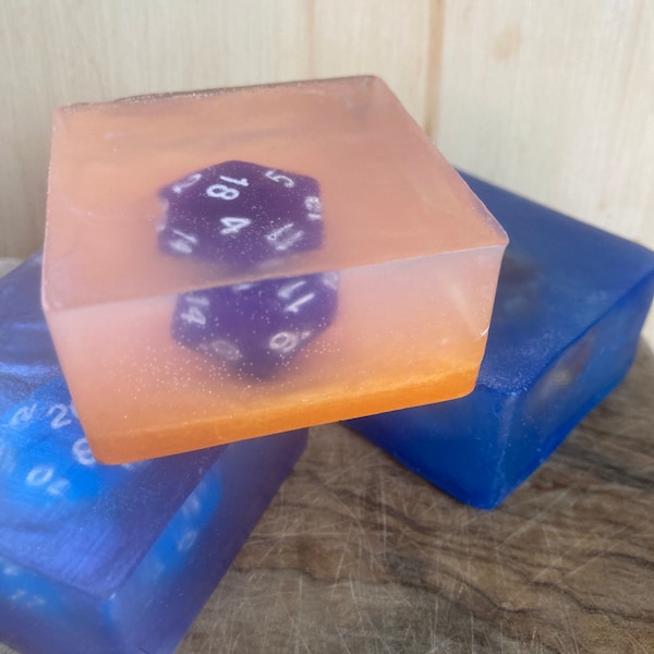 Geek D20 dice embedded citrus soap dungeons dragons fans dice