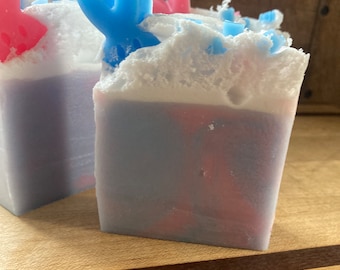 Easter bunny cotton candy fluffy top glycerine soap bar: great for Easter baskets, gift soap, stocking stuffer cotton candy scented soap bar