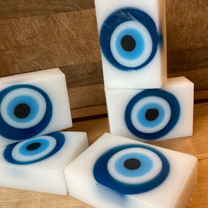 Evil eye, all seeing eye lemon cream glycerine soap bar