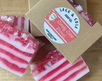 Holiday soaps candy cane and Christmas theme soap: great for stocking stuffers and gifts
