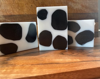 Cow Print Glycerin Soap: Lemon Cream Scent, Farmhouse Gift
