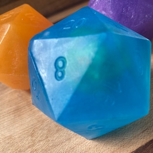 D20 dice with d20 dice embed great stocking stuffer, Christmas gift, fun gift geek soap d and d soap