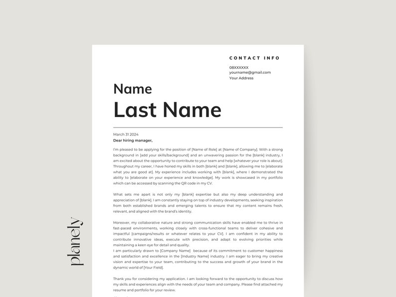 Professional CV & Cover Letter Template Modern,customizable,minimalist