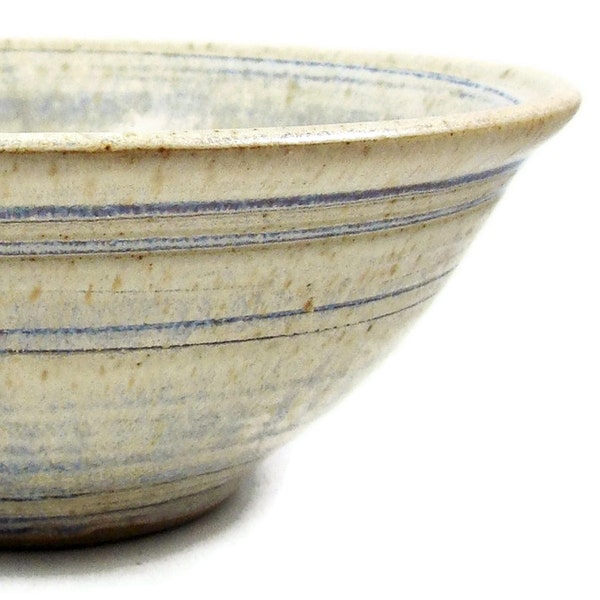 Ceramic Bowl in Cream and Blue / Rustic Cottage Chic / Stoneware Clay Pottery / Ready to Ship