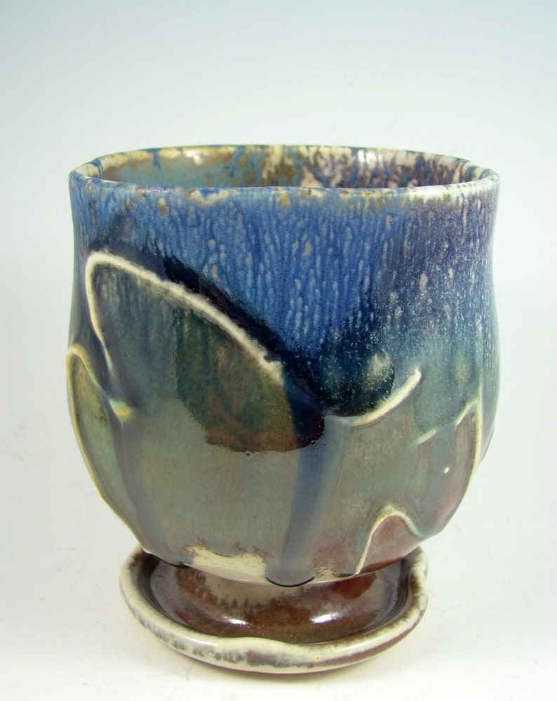 Ceramic Tumbler Mug with Pedestal Base Blue and Green 18 | Etsy
