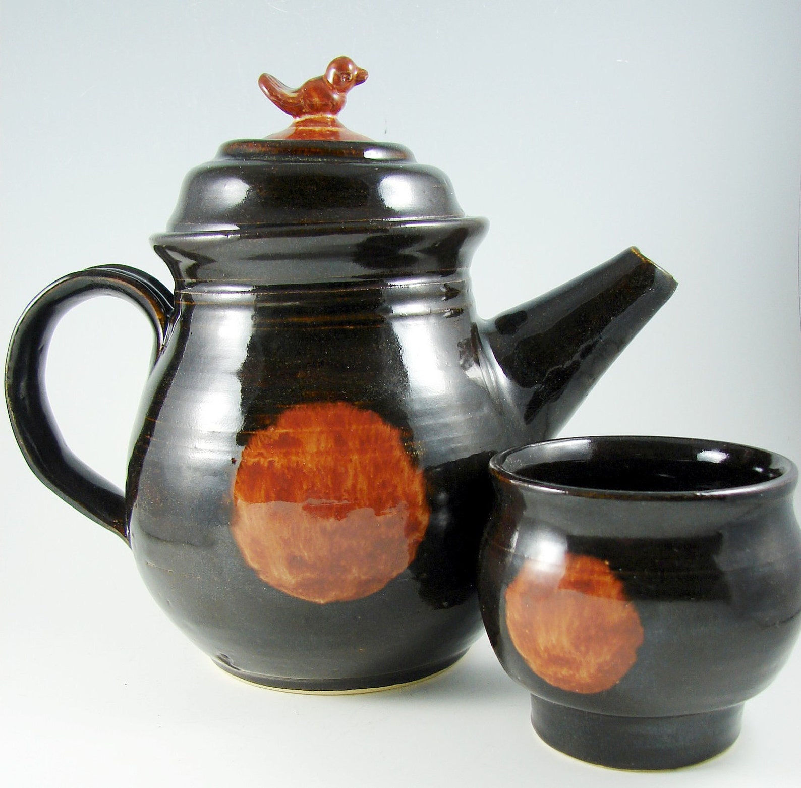 Ceramic Teapot Set Handmade Teapot Little Bird on Top Etsy