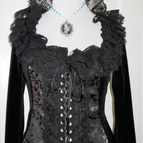 Elizabethan Victorian Vampire Black Velvet Corset Top Gothic - Etsy