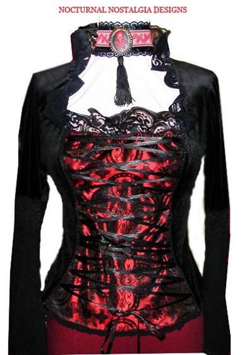 Elizabethan Victorian Vampire Black Velvet Corset Top Gothic Custom