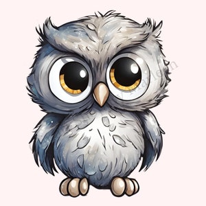 Słodka mała sowa SVG PNG | Clipart leśnego małego zwierzęcia | Clipart akwarelowy | Słodki ptak SVG PNG | Przedszkole | Natychmiastowe pobranie