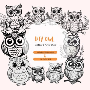 Cute DIY Owls Svg Png Clipart | Woodland Animal | Woodland Animal | Owl for Cricut and POD | Bird Svg | Silhouette | Instant Download