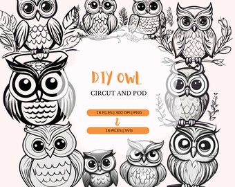 Cute Owl SVG Clipart | DIY Woodland Animal Print-on-Demand (Digital Download)