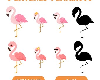 Layered Flamingo SVG Bundle | Summer Vacation Clipart (Digital Download)