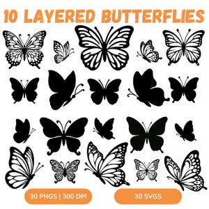 Schmetterling SVG, Schmetterling Bundle SVG-Dateien, Schmetterling SVG geschichtet, Schmetterling-Dateien für Cricut, Schmetterling Clipart, Schmetterlinge SVG, Silhouette