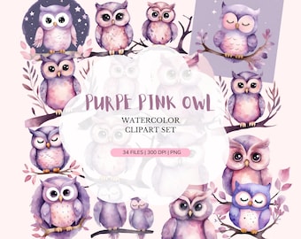 Lovely Owl SVG PNG | Woodland Baby Animal Clip Art | Watercolor Clipart ...