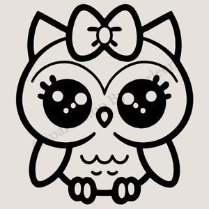 Schattige meisjesuil-svg voor doe-het-zelf | Cricut en pod | Directe download met commerciële gebruiksrechten | Inclusief gratis png-uil |