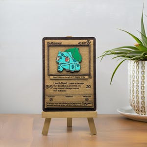Peinture 3D en bois Pokemon Pikachu, Bulbizarre, Salamèche, Carapuce | Cartes à jouer de collection faites main